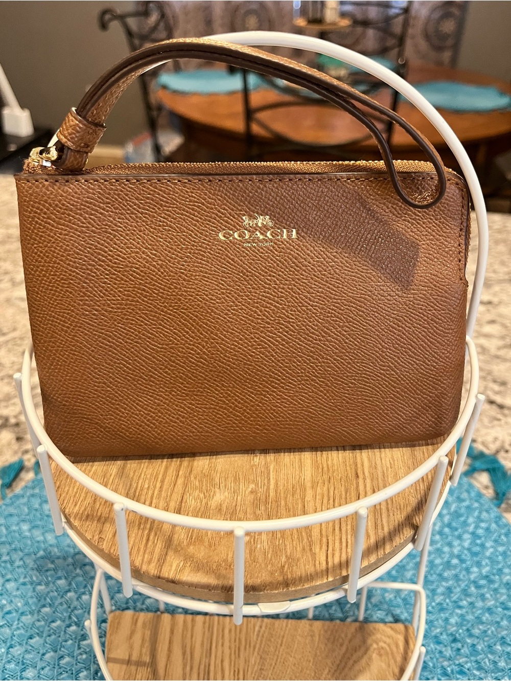 Coach Tan Leather Wristlet